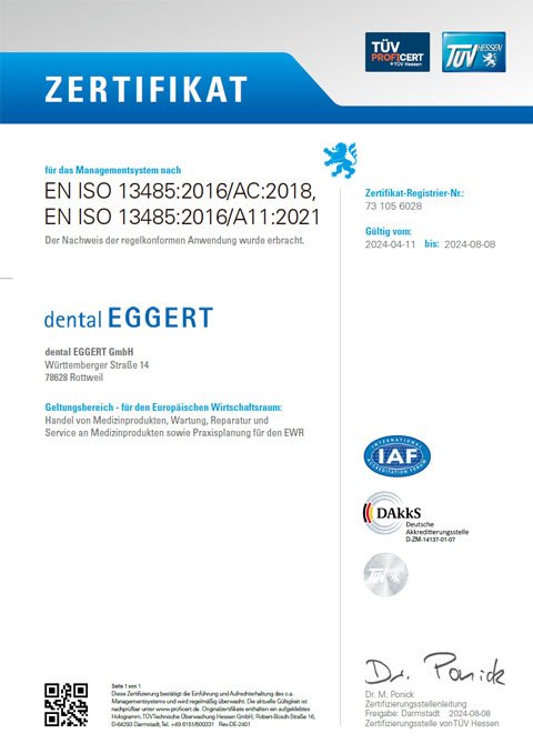Zertifizierung DIN EN ISO 13485:2016